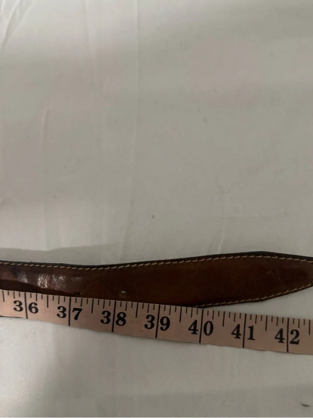 Allen Edmonds Cognac Leather Belt with Solid Brass Buckle USA 91/36 11704